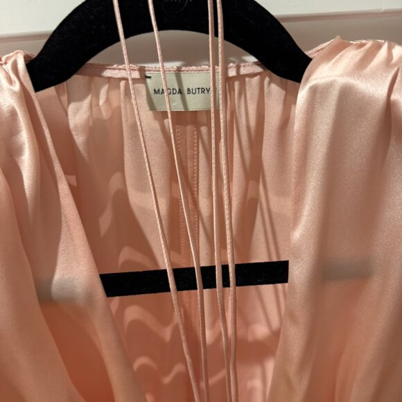 Magda Butrym pink silk long sleeve flower mini dress - Picture 3 of 8